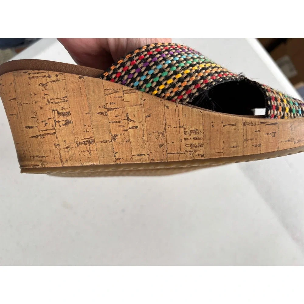 Skechers Luxe Foam Multi Color Woven Wedge Sandals 38554 Womens 7 Cork Platform